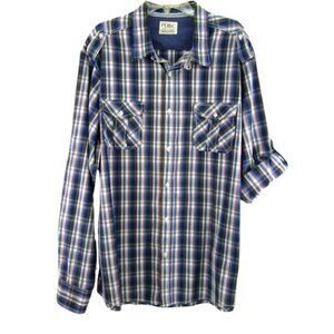 Paper Denim and Cloth Blue Green Orange Plaid Button Up Shirt Mens Size XXL